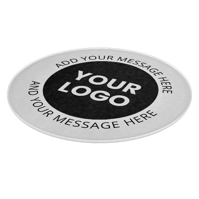 Planche À Découper Logo d'entreprise & Texte modifiable  Blanc & Noir (Coin)