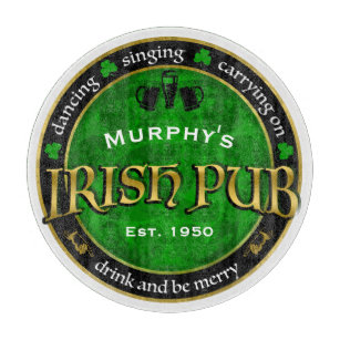 Planche À Découper Logo irlandais personnalisé et rond de Pub