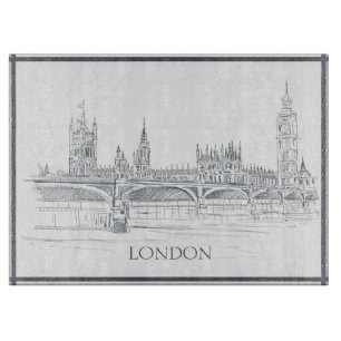 Planche À Découper London Bridge Big Ben et Iconic Skyline Drawing
