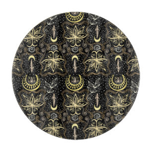 Planche À Découper Lotus d'or : Elégance Vintage du croissant.