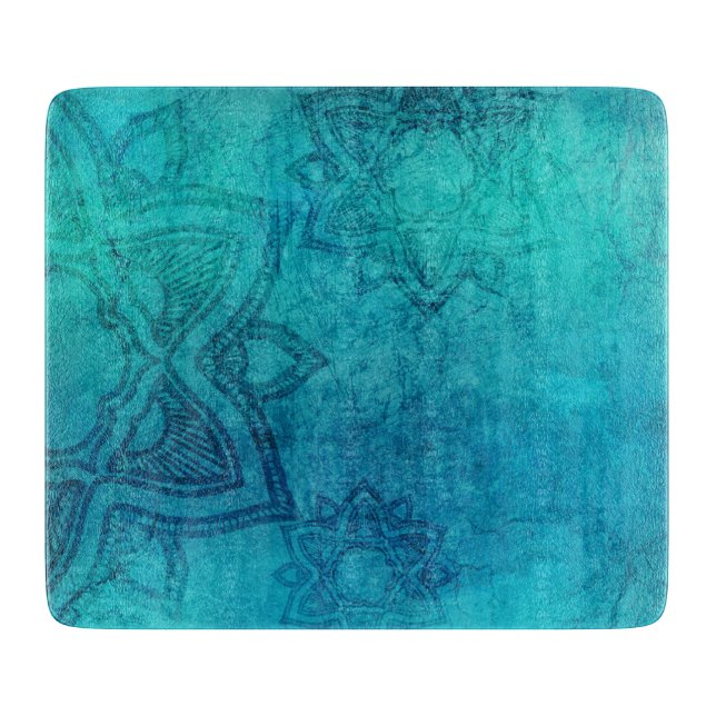 Planche À Découper Lotus texturé bleu (Devant)