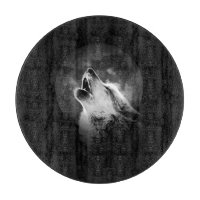 Loup et lune de Howling noir et blanc