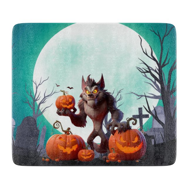 Planche À Découper loup-garou et citrouilles d'Halloween (Devant)