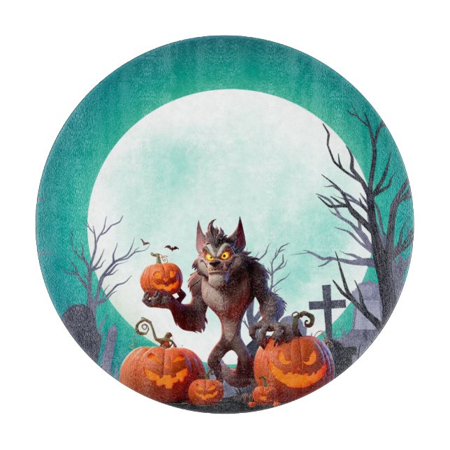 Planche À Découper Loup-garou et citrouilles d'Halloween (Devant)