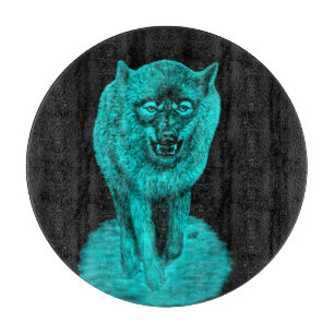Planche À Découper Loup noir en colère dans la nuit