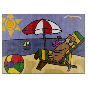 Planche À Découper Loutre de mer drôle à la bande dessinée de plage