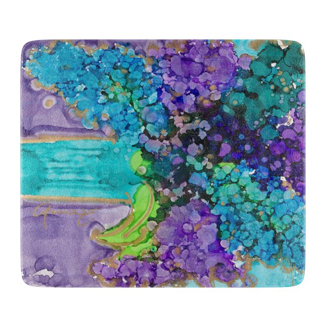 Planche À Découper Lovitude Violet & Aqua Glass Cutting Board (Devant)