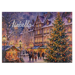 Planche À Découper Lumières de village de Noël cosy - Toile personnal