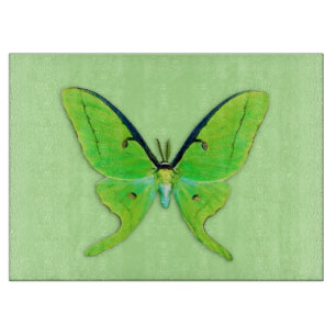 Planche À Découper Luna moth sur un arrière - plan vert pâle