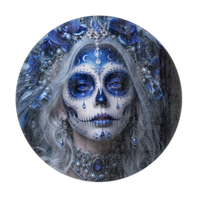 Planche À Découper Lune de saphir Calavera – Céleste Bleu  (Devant)