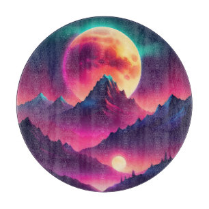 Planche À Découper lune montante entre les montagnes