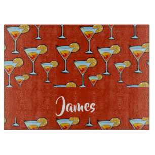 Planche À Découper Lunettes de cocktail personnalisées sur rouge