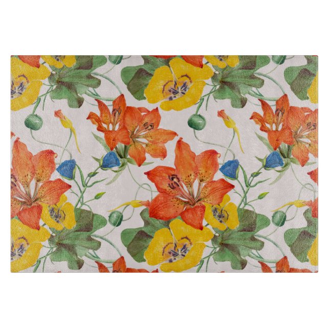 Planche À Découper Lys asiatiques tulipes matinale glaces motif (Devant)