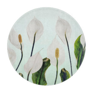 Planche À Découper Lys Blancs Fleurs Bleu sans joint