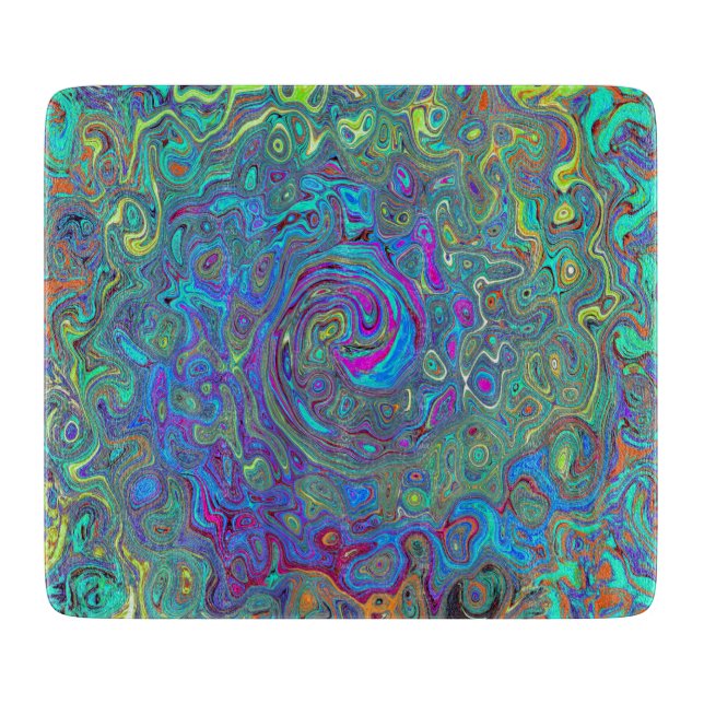 Planche À Découper Magenta, Bleu et Mousse verte Retro Swirl (Devant)