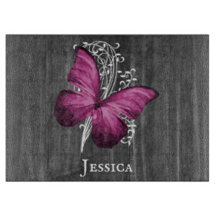 Planche À Découper Magenta Rustic Butterfly Personnalisé
