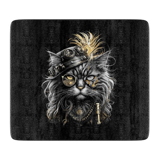 Planche À Découper Magnifique chat steampunk  (Devant)