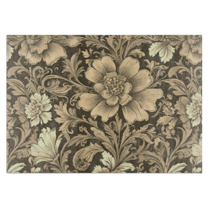 Planche À Découper Magnifique motif floral sépia vintage