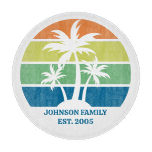 Planche À Découper Maison de l'île Tropical sur mesure Palmiers