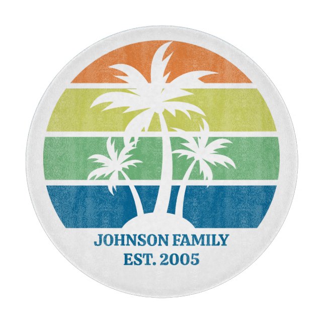 Planche À Découper Maison de l'île Tropical sur mesure Palmiers (Devant)