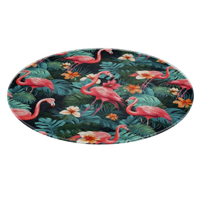 Planche À Découper Maison de plage carrelée rose flamingo modèle (Coin)