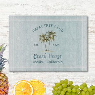 Planche À Découper Maison de plage moderne aux palmiers en bois bleu 