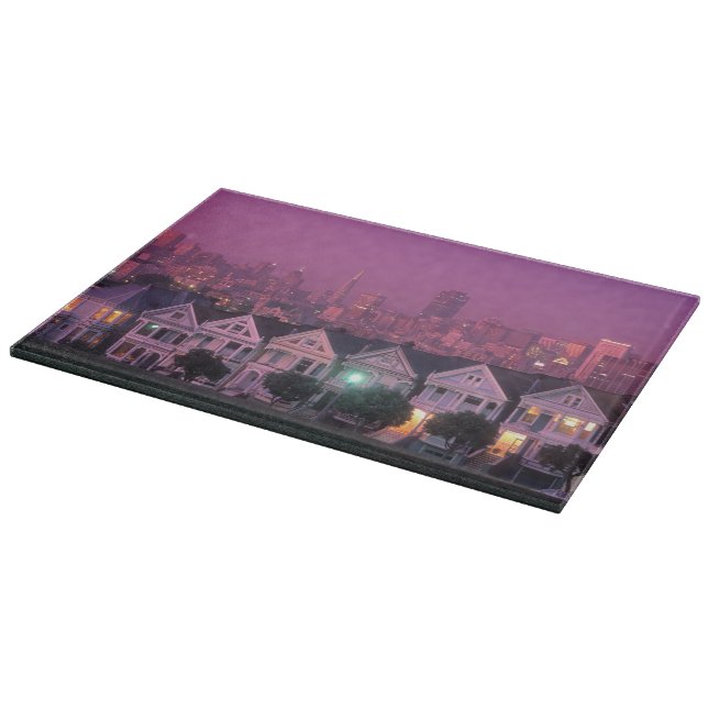Planche À Découper Maisons de rangées au coucher du soleil à San Fran (Coin)