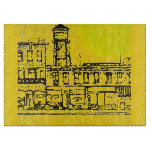 Planche À Découper Maisons et maisons de Yellowville et château d'eau