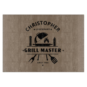 Planche À Découper Maître de Grill Légendaire   Nom personnalisé Brun