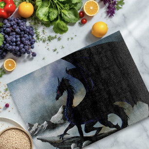 Planche À Découper Majestueux Montagnes de Fantasy Sombres Dragon Noi