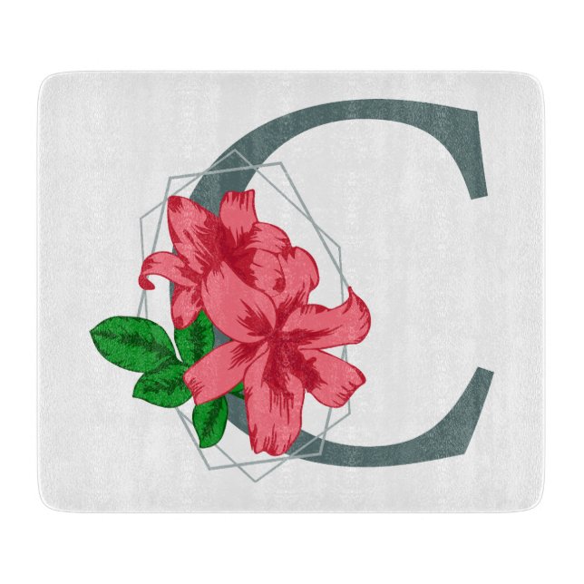 Planche À Découper Majuscule C monogramme floral (Devant)