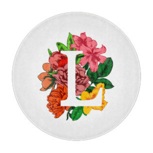 Planche À Découper Majuscule L monogramme floral