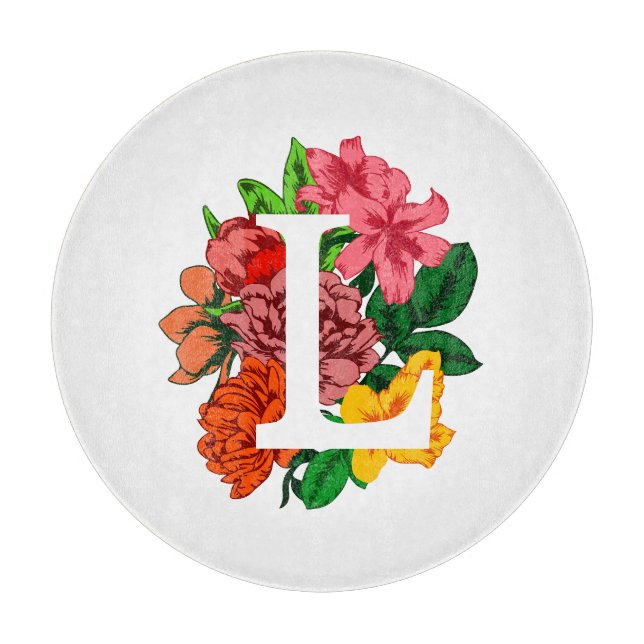 Planche À Découper Majuscule L monogramme floral (Devant)