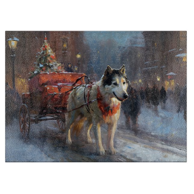 Planche À Découper Malamute d'Alaska Saison de Fêtes de Noël (Devant)