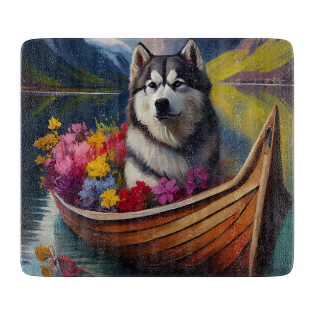 Planche À Découper Malamute d'Alaska sur une pagaie : une aventure pi (Devant)