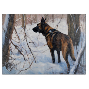 Planche À Découper Malinois Belge Qu'il neige Noël
