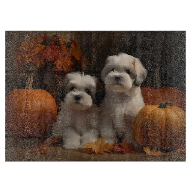 Planche À Découper Malti tzu chiot Autumn Delight Citrouille (Devant)