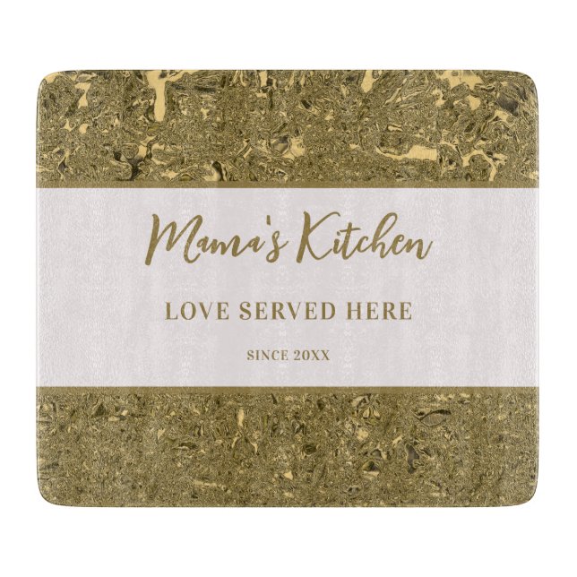 Planche À Découper Mama's Kitchen Love Served Farmhouse Crushed Gold (Devant)