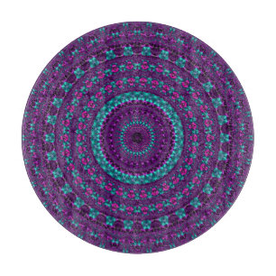 Planche À Découper Mandala d'art numérique coloré et scintillant de t