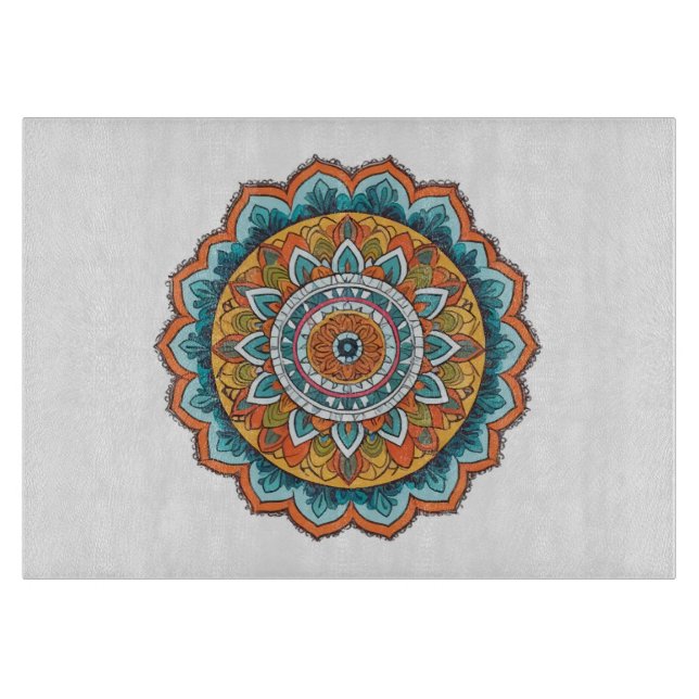 Planche À Découper mandala de diverses couleurs (Devant)