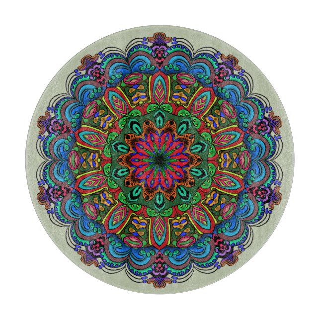 Planche À Découper Mandala dynamique Floral & Motif géométrique (Devant)