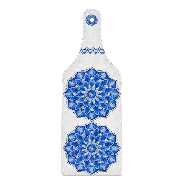 Planche À Découper Mandala en bleu (Devant)
