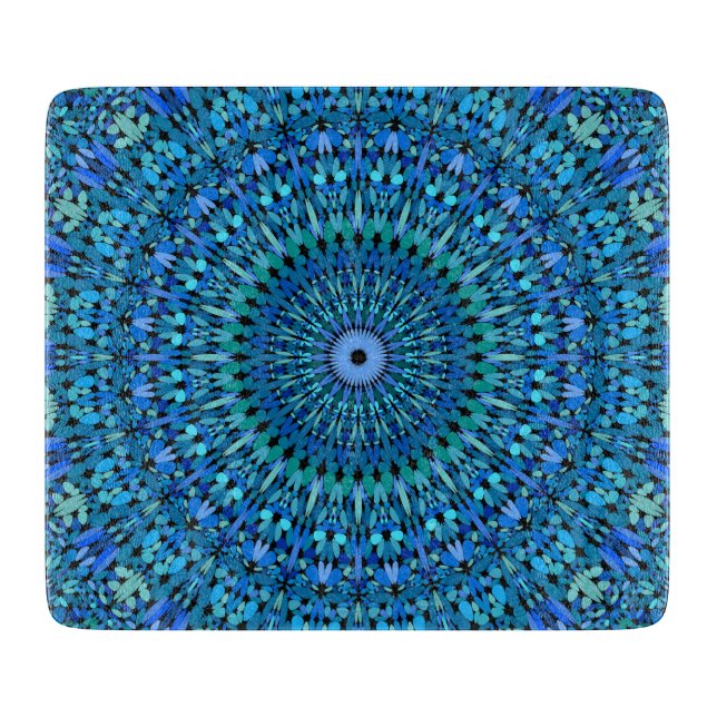 Planche À Découper Mandala en pierre bleu et vert de jardin (Devant)