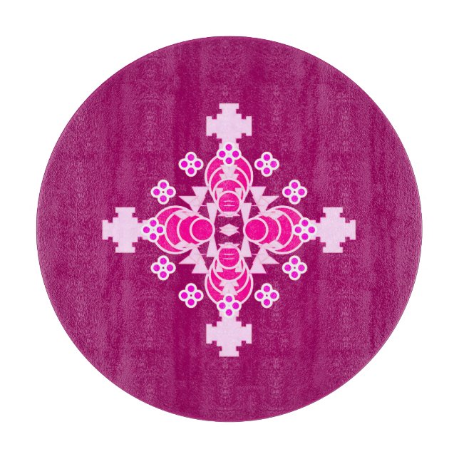 Planche À Découper Mandala en quatre points - rose pâle et prune (Devant)