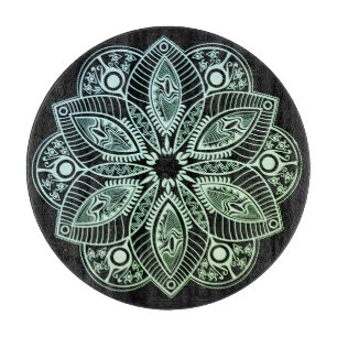 Planche À Découper Mandala Exotic Tribal Green Gradient