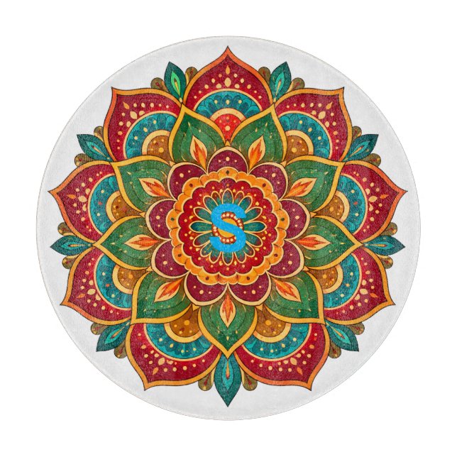 Planche À Découper Mandala initiale personnalisée (Devant)