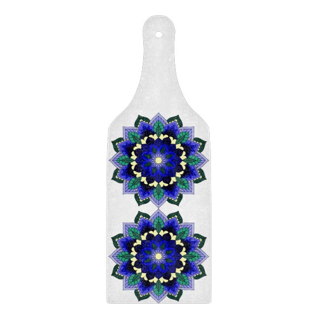 Planche À Découper Mandala Motif 02 en bleu foncé (Devant)