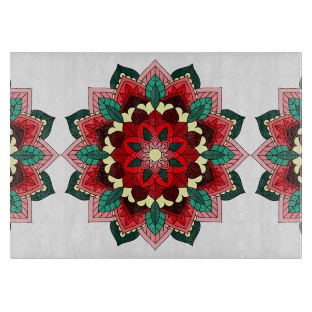 Planche À Découper Mandala Motif 02 en carton rouge (Devant)