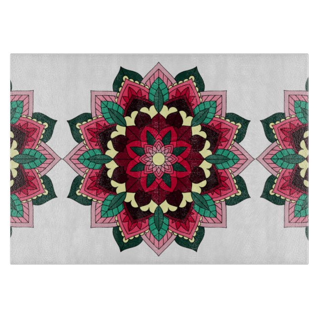 Planche À Découper Mandala Motif 02 en rose profond (Devant)