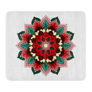 Planche À Découper Mandala Motif 02 en rouge